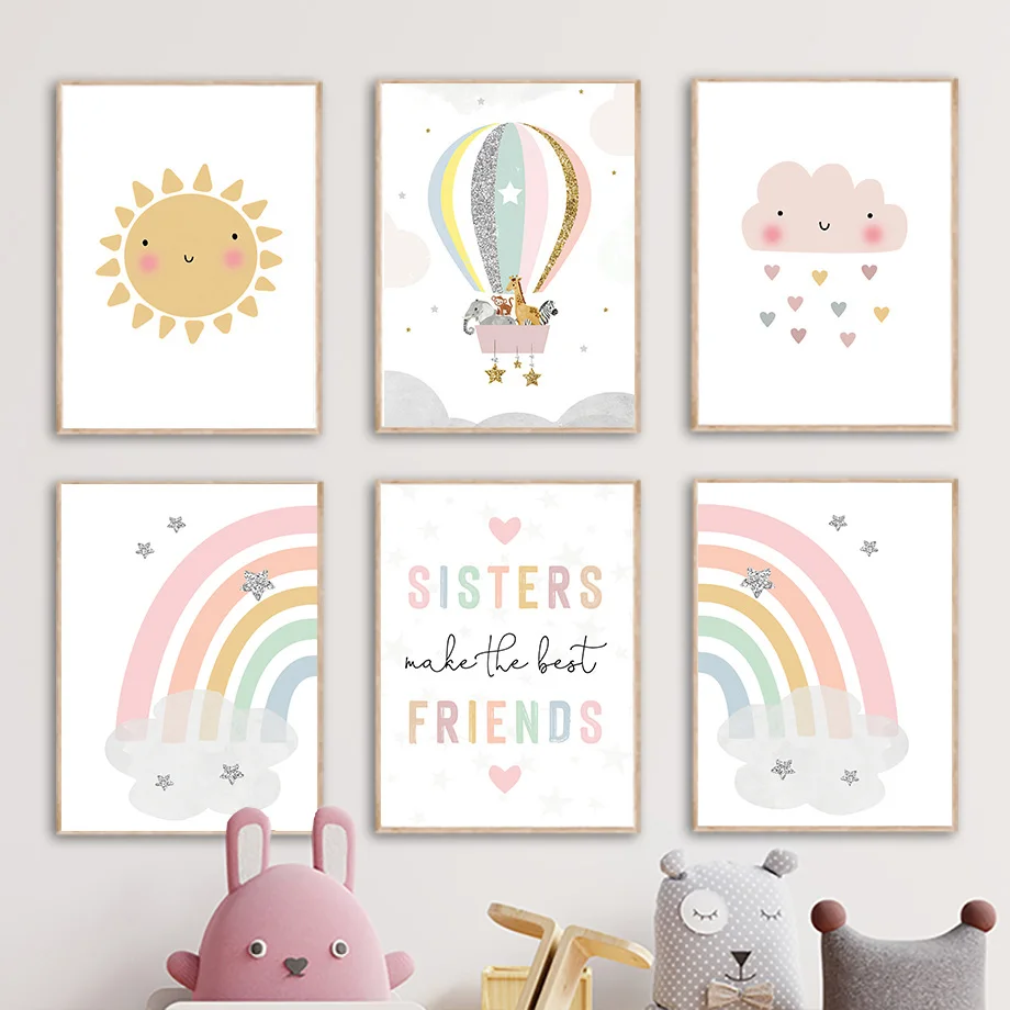 Baby Nursery Decor Girl - Poster e Stampe Nordiche con Giraffa,