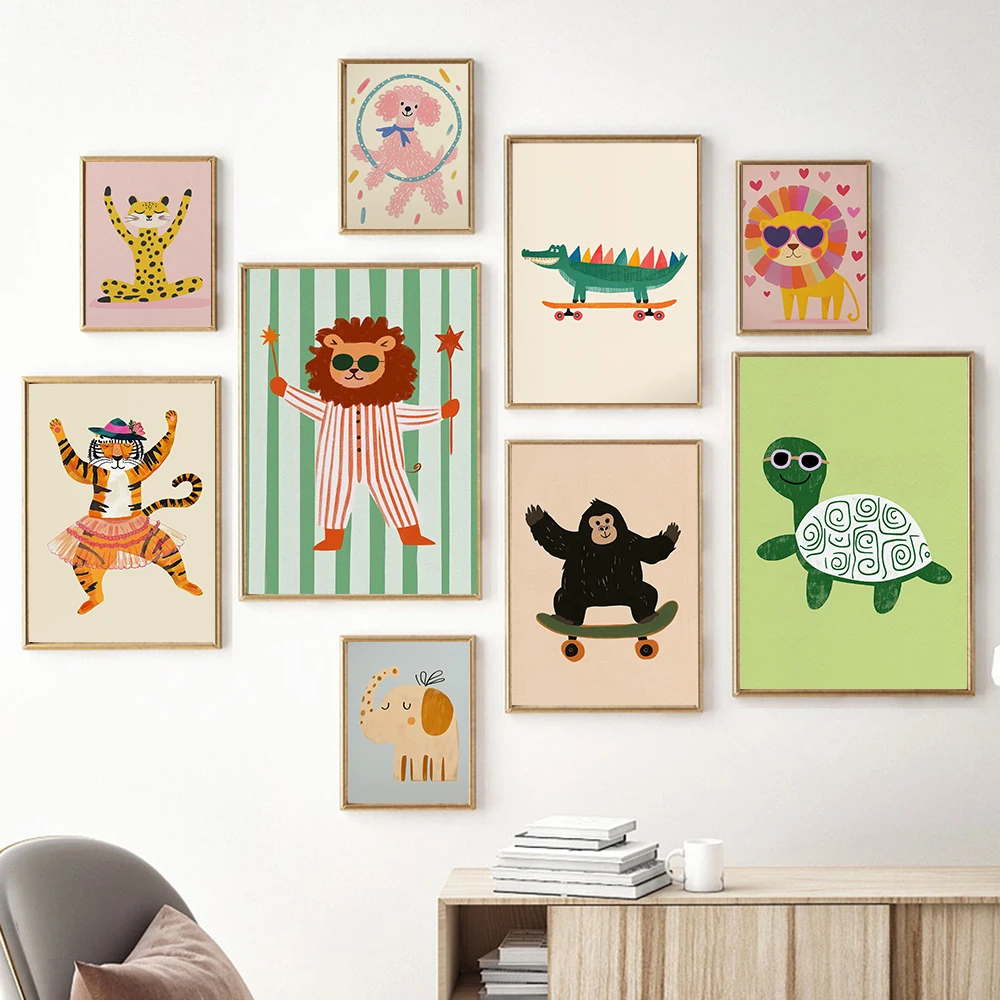 Baby Nursery Frames - Poster su tela minimalista: Yoga, Leopardo,