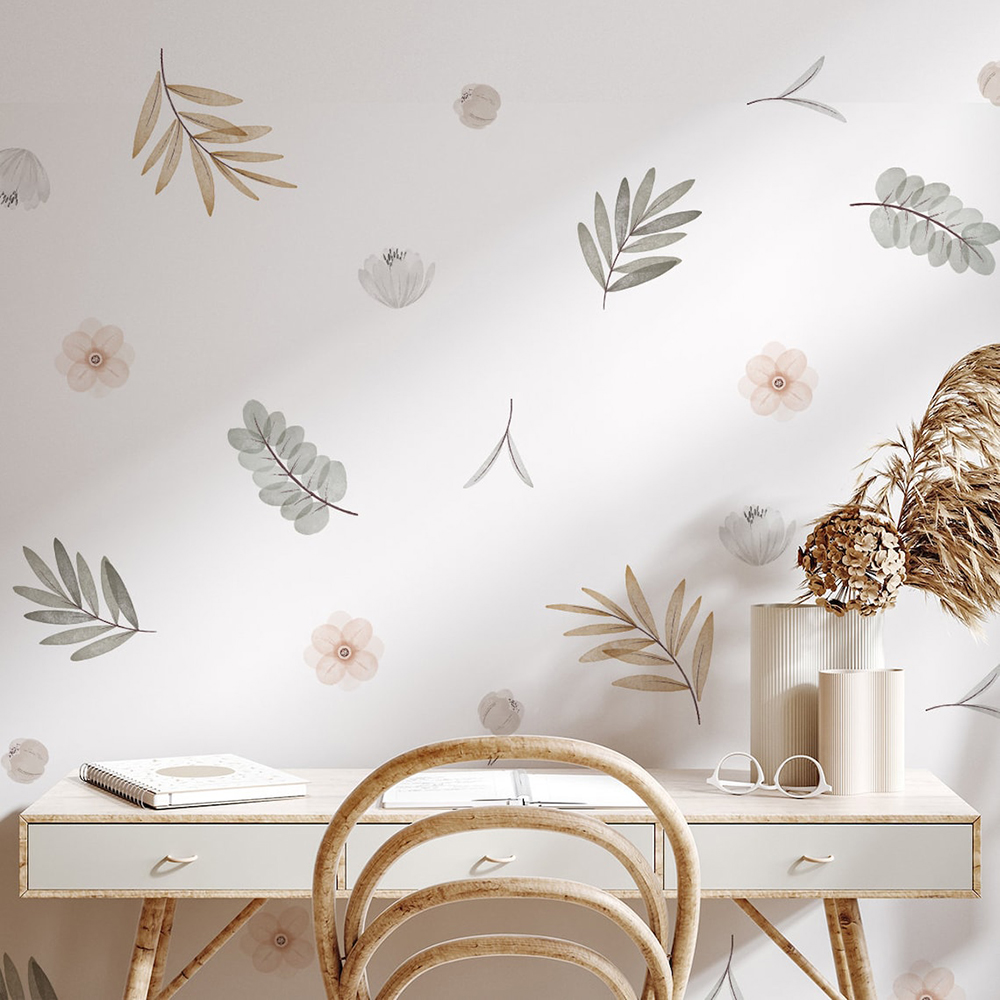Baby Girl Nursery Quotes - Boho Leaves Botanical Decalcomanie da muro