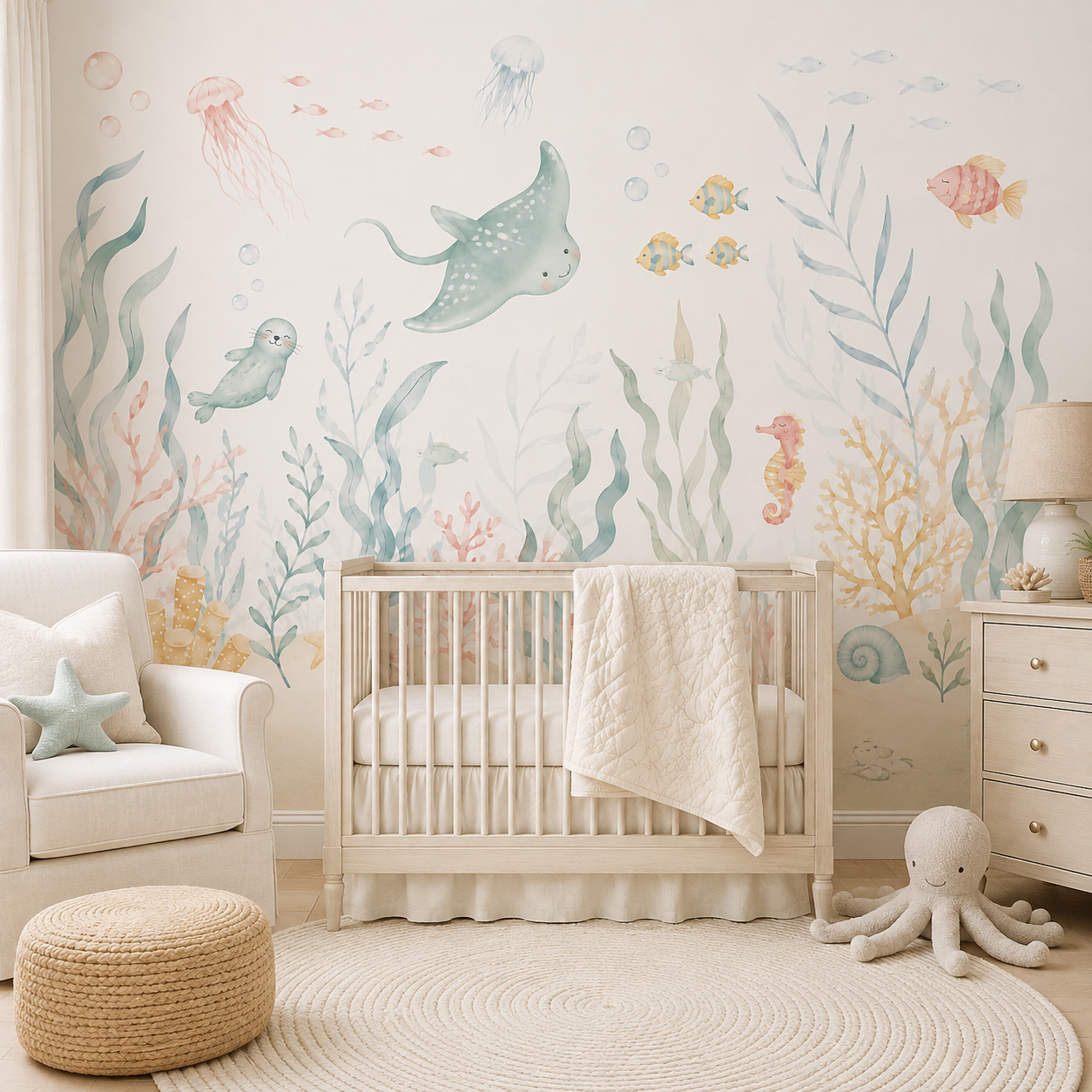 Baby Nursery Peel And Stick Wallpaper - Carta da Parati Autoadesiva con Animali