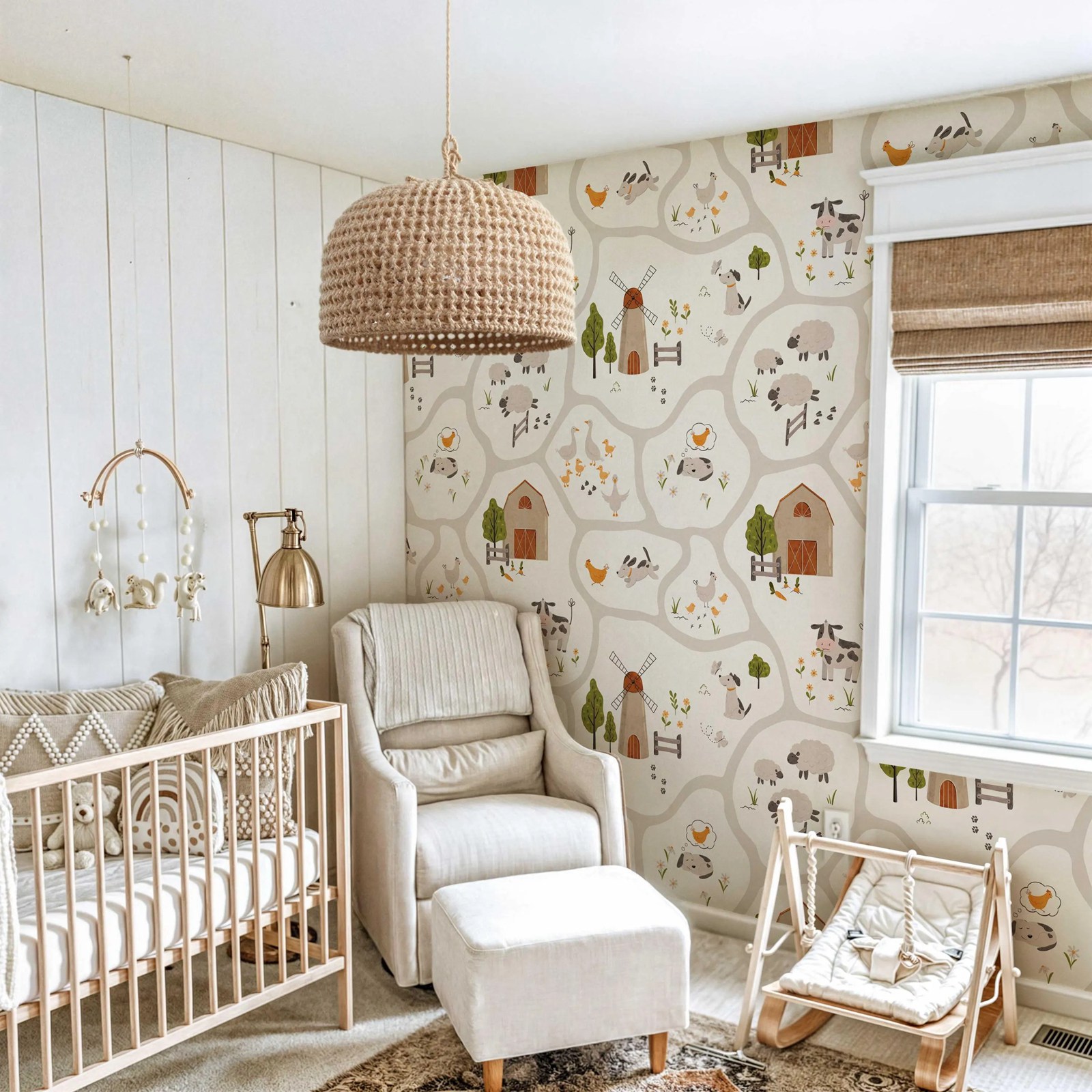 Simpatici animali da fattoria  - Baby Nursery Peel And Stick Wallpaper recensione e prezzo